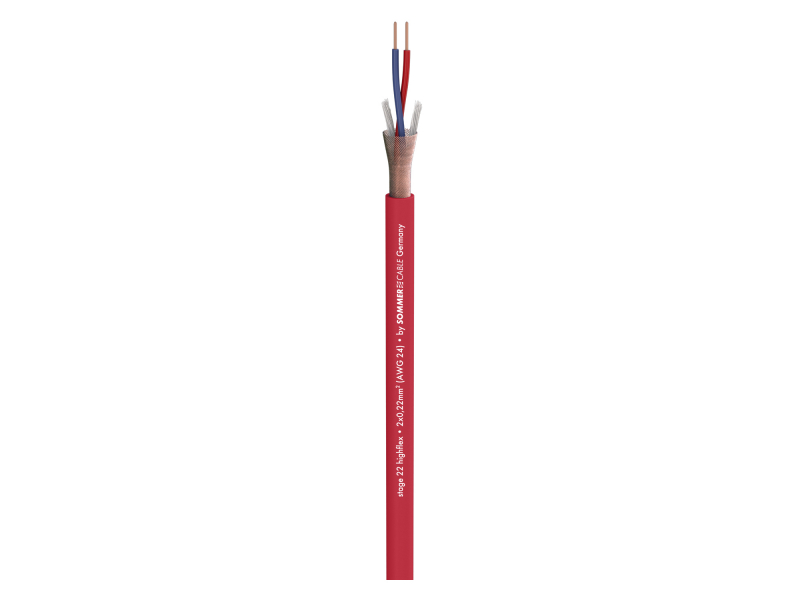 SOMMER CABLE Stage 22 Highflex; 2 x 0,22 mm2; PVC 6,40 mm przewód mikrofonowy, Czerwony